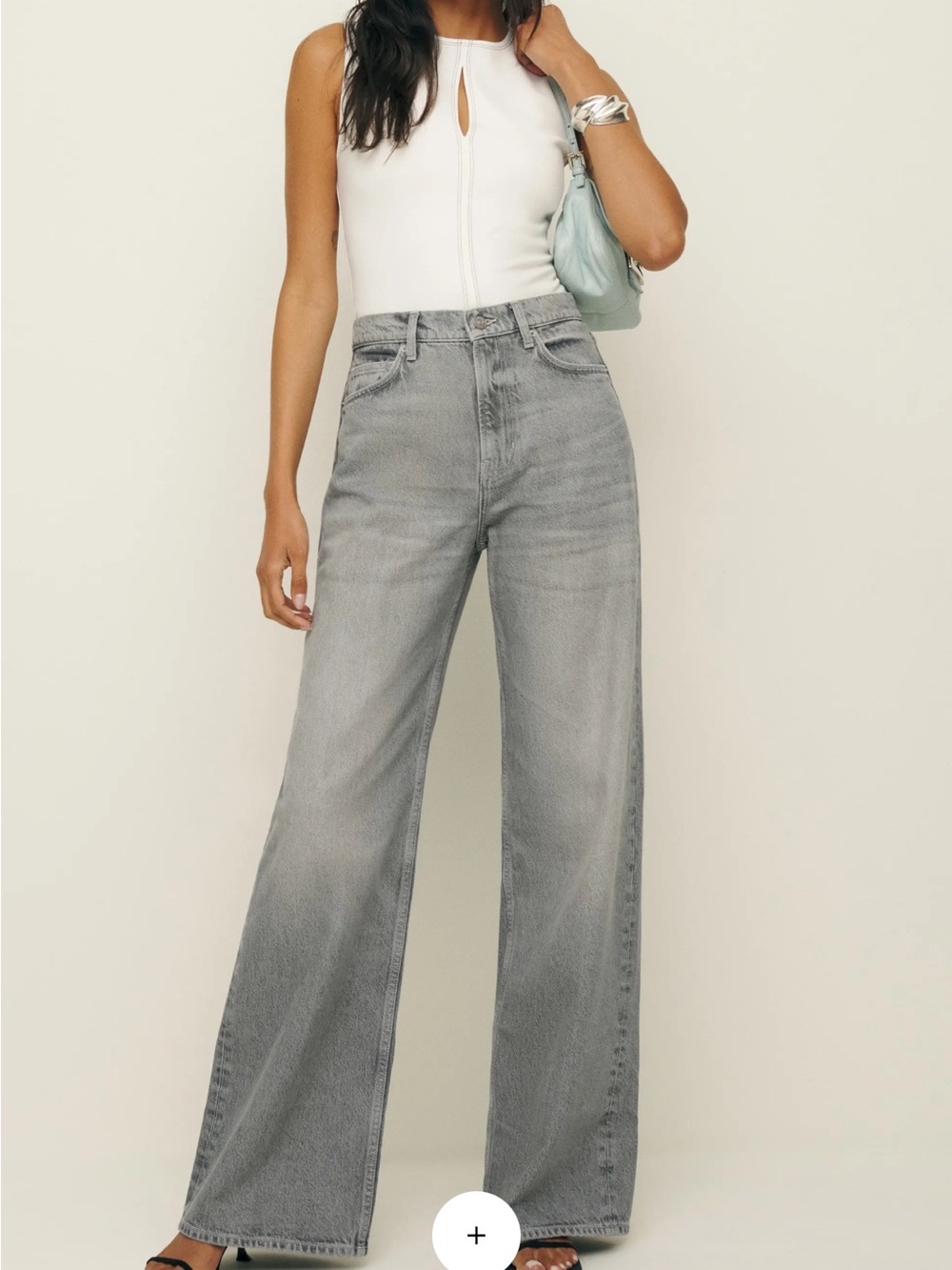 Reformation Wide-Leg Jeans in Light Gray